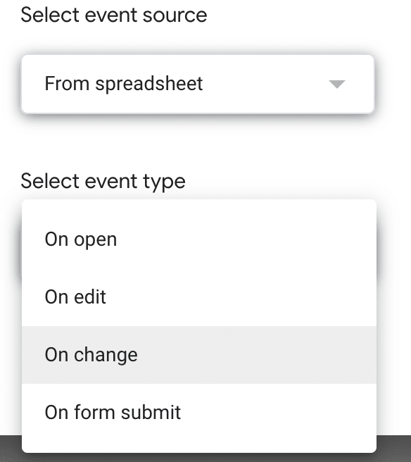 select the event type