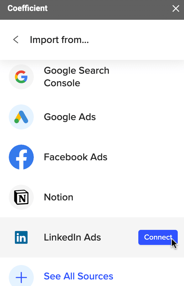 Navigate down the menu to find the LinkedIn Ads.