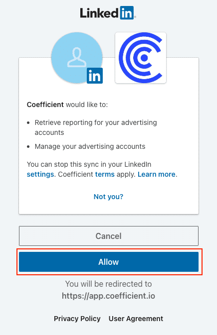 click allow to complete the authentication