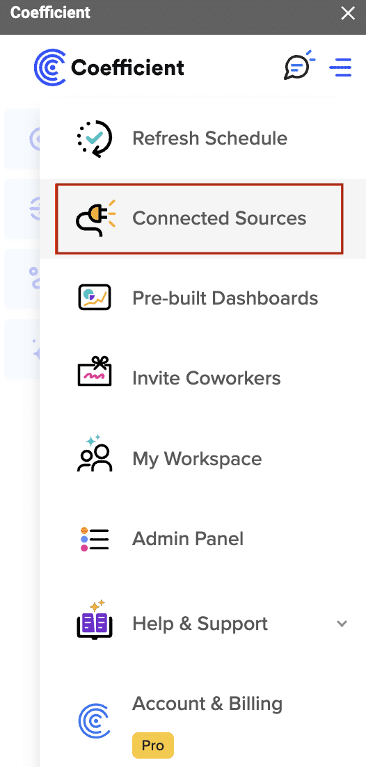 selected connected sources