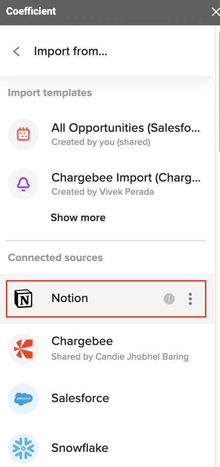 select notion as your source
