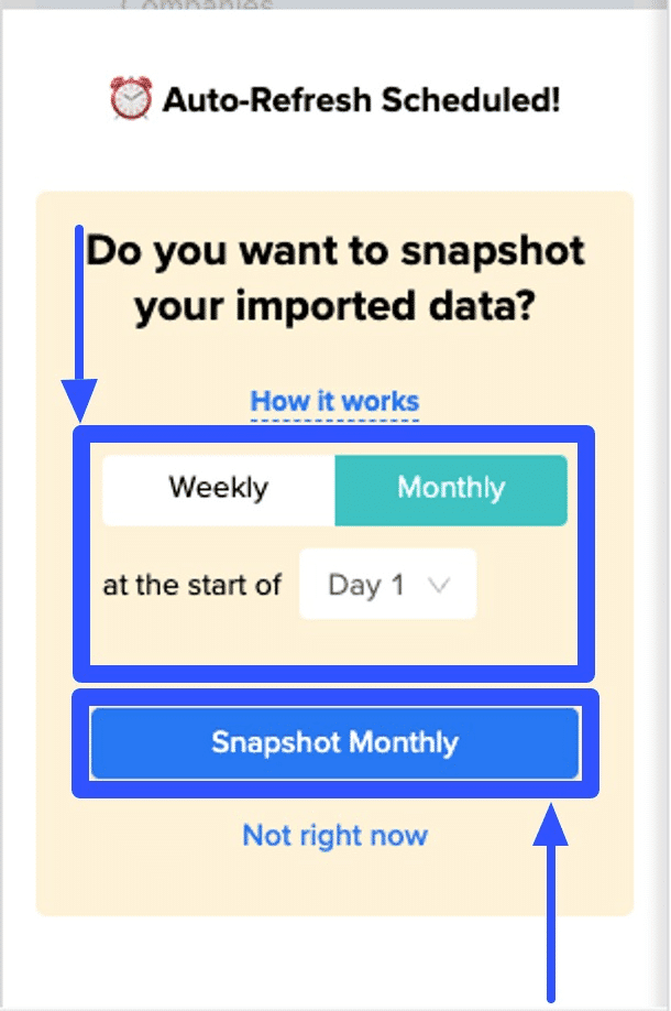 HaveCoefficient to automatically take snapshots of your data at specific points in time