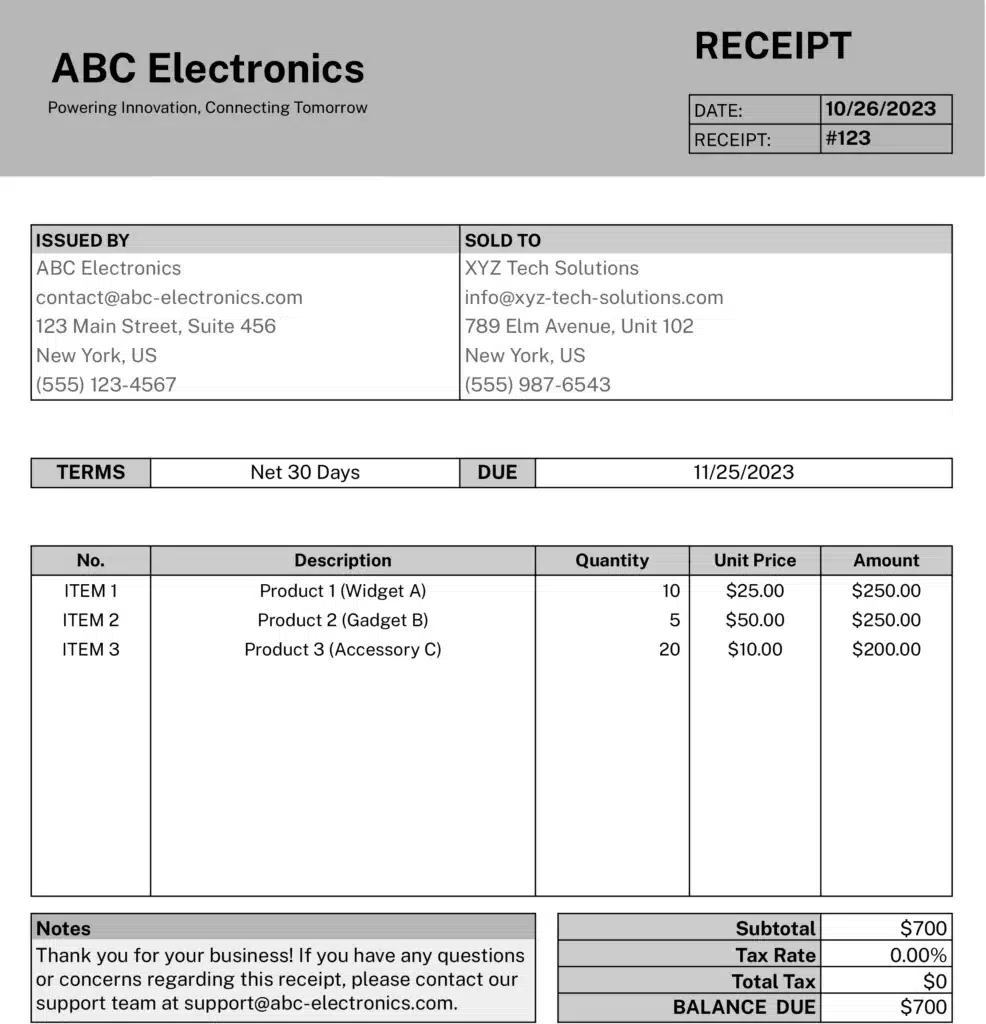 basic receipt template