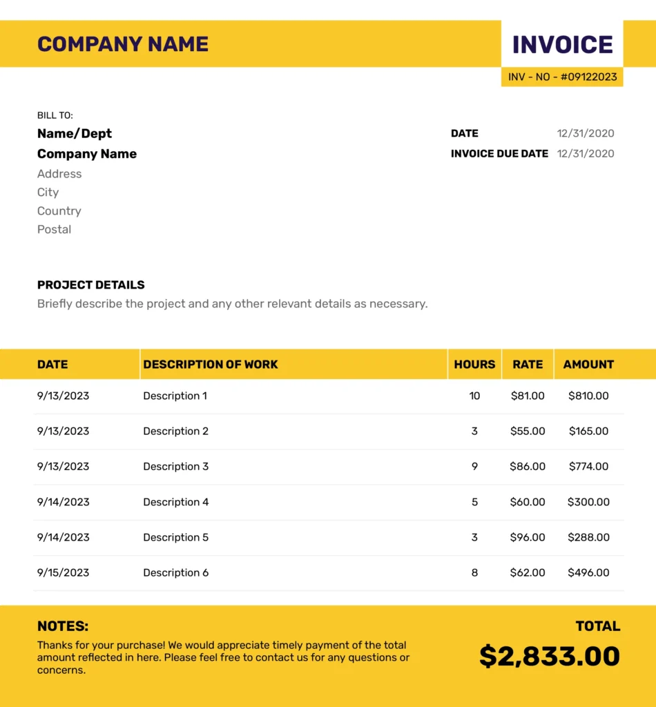 freelance consultant invoice template