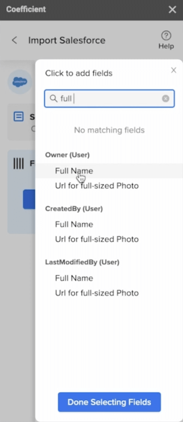 full name salesforce google sheets