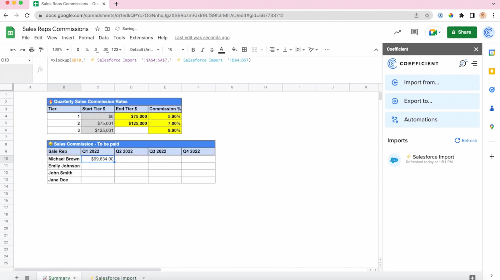 edit salesforce import google sheets