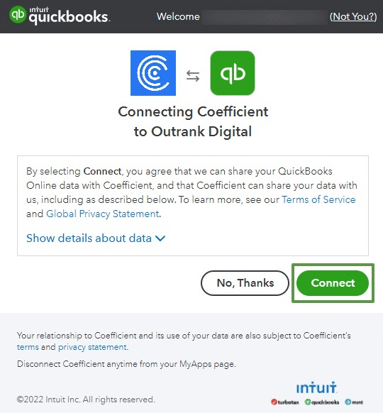 A separate popup will open; click connect