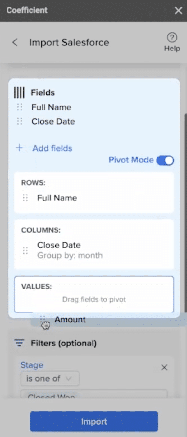 values salesforce google sheets