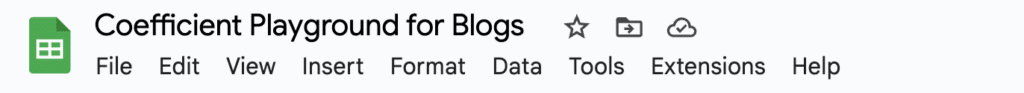 These menus include File, Edit, View, Insert, Format, Data, Tools, Add-ons, Help, and more. 