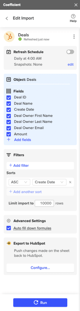 Sorting ‘Create Date’ by ASC will make it easier to see the last date where your import gets cut off. 