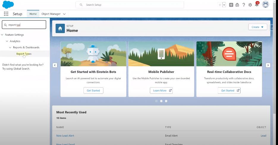 Selecting Report Types in Salesforce
