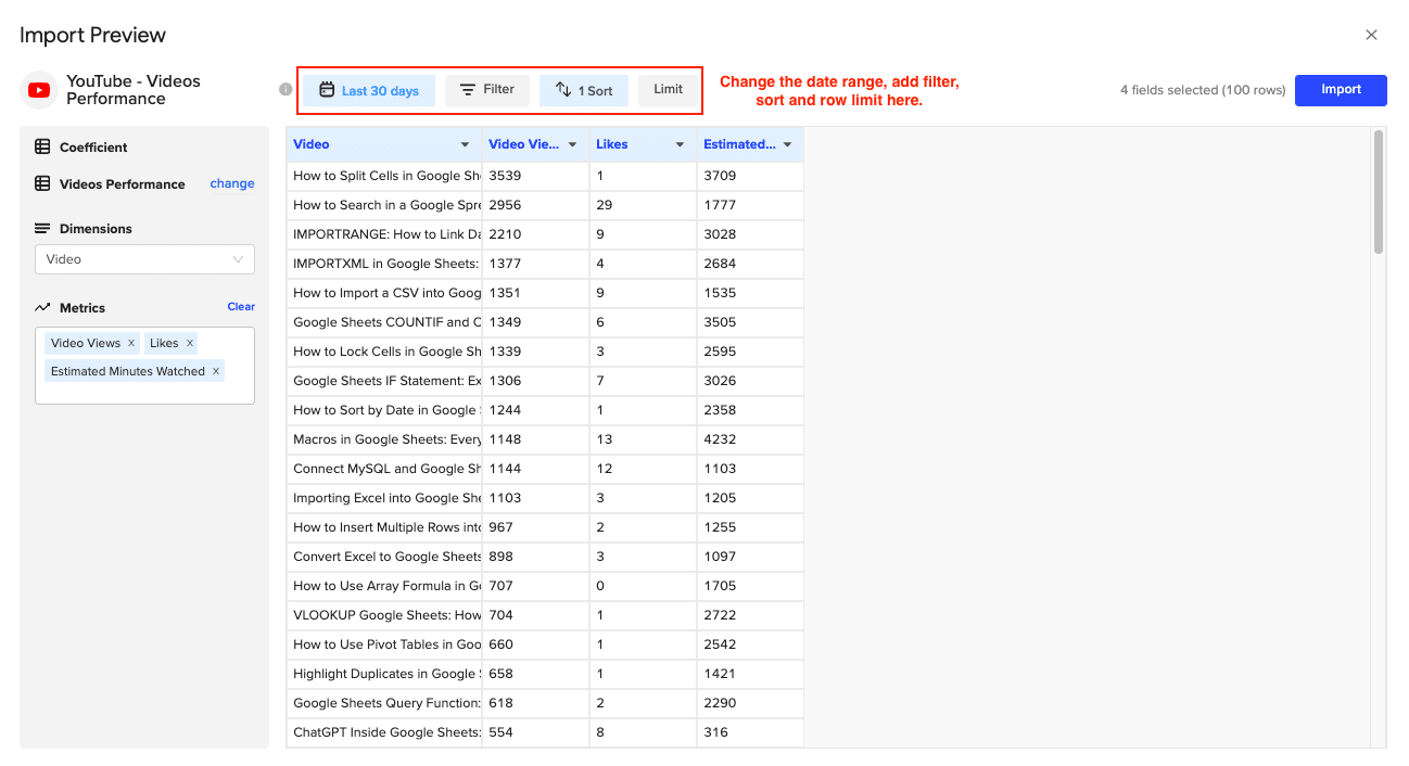 Use "Refresh Preview" to see sample data.