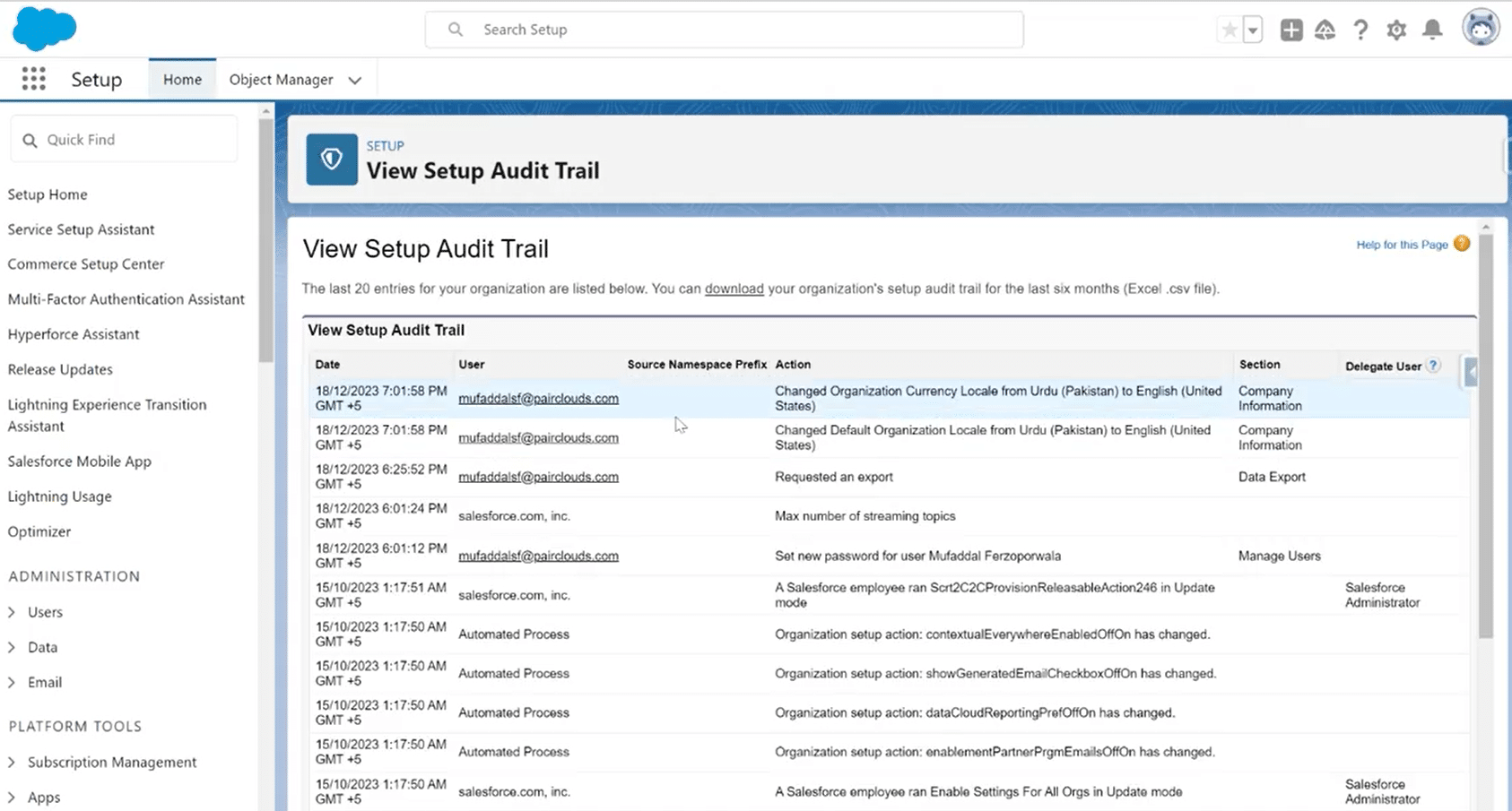Salesforce-Audit-Trail-Export-Log-Review