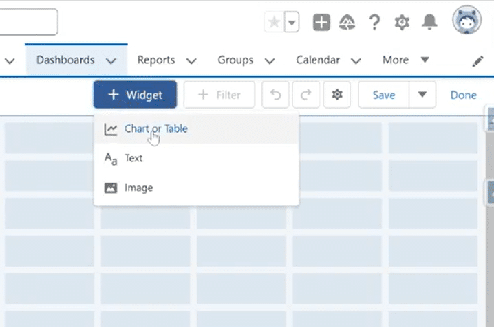 Adding a widget to Salesforce dashboard