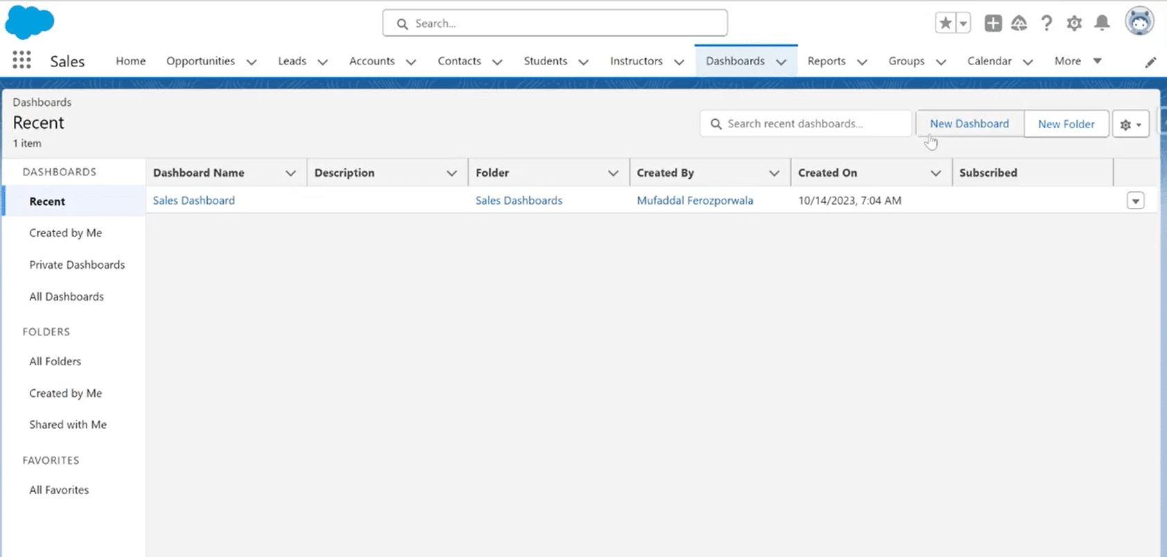 Accessing Salesforce Dashboard Builder for customization