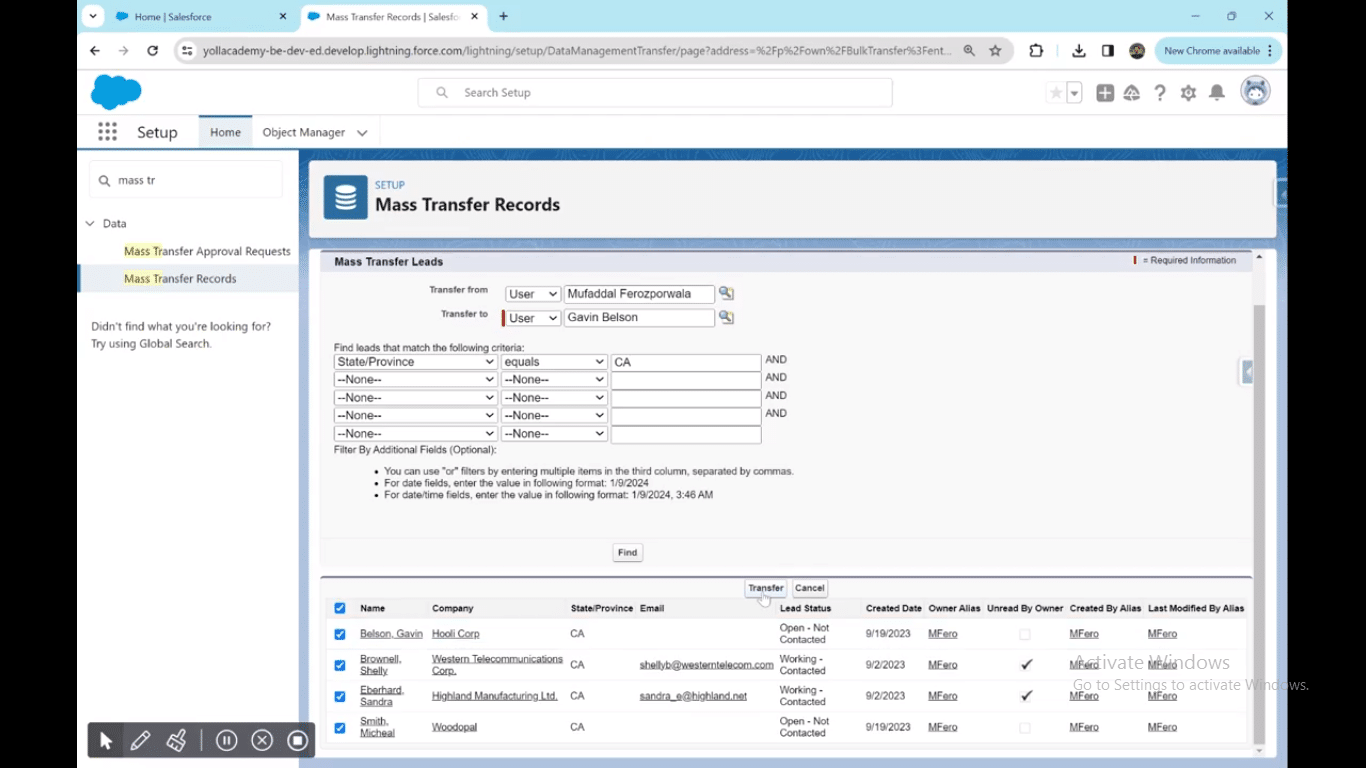 Final image summarizing key steps for efficient lead transfer in Salesforce