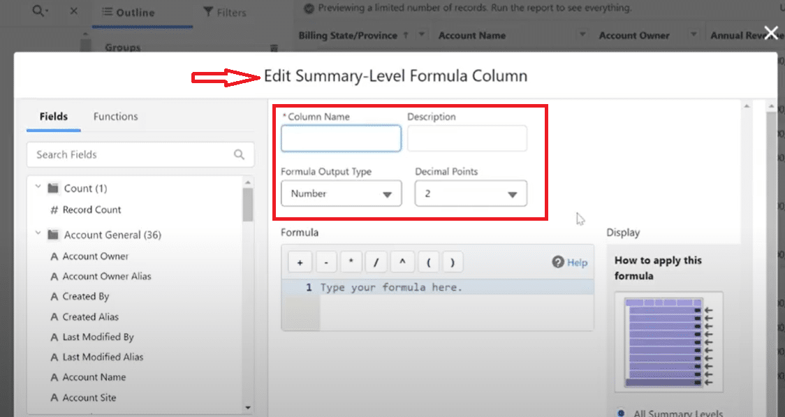 Building a custom formula in a Salesforce report