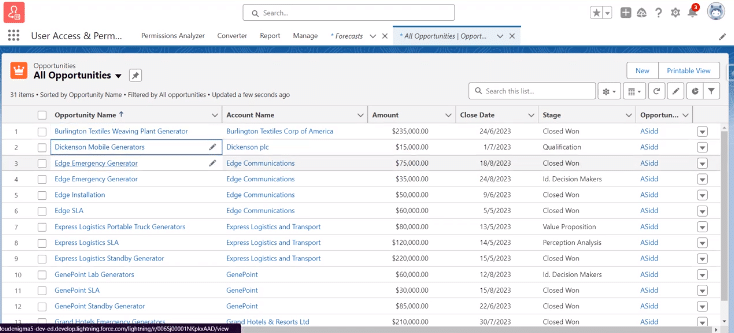 Verifying Closed Opportunities in Salesforce Forecast