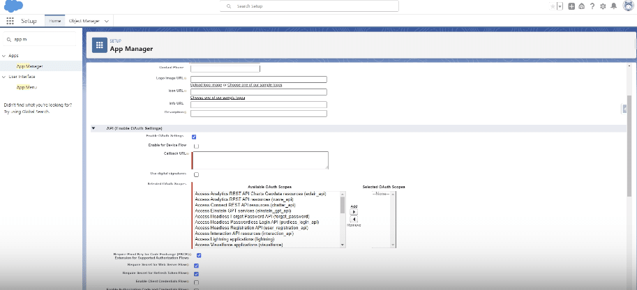 Configuring App Settings in Salesforce Connected App