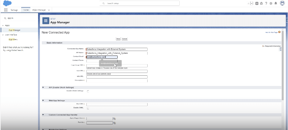 Creating a New Connected App in Salesforce