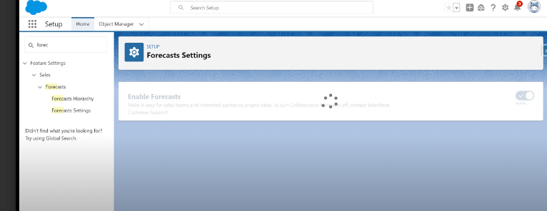 Enabling Forecast Settings in Salesforce