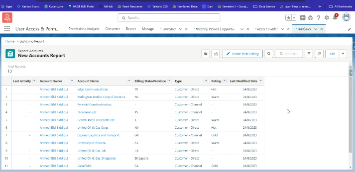 Activating Inline Editing in Salesforce Settings