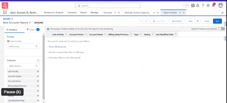 Accessing Reports in Salesforce Dashboard