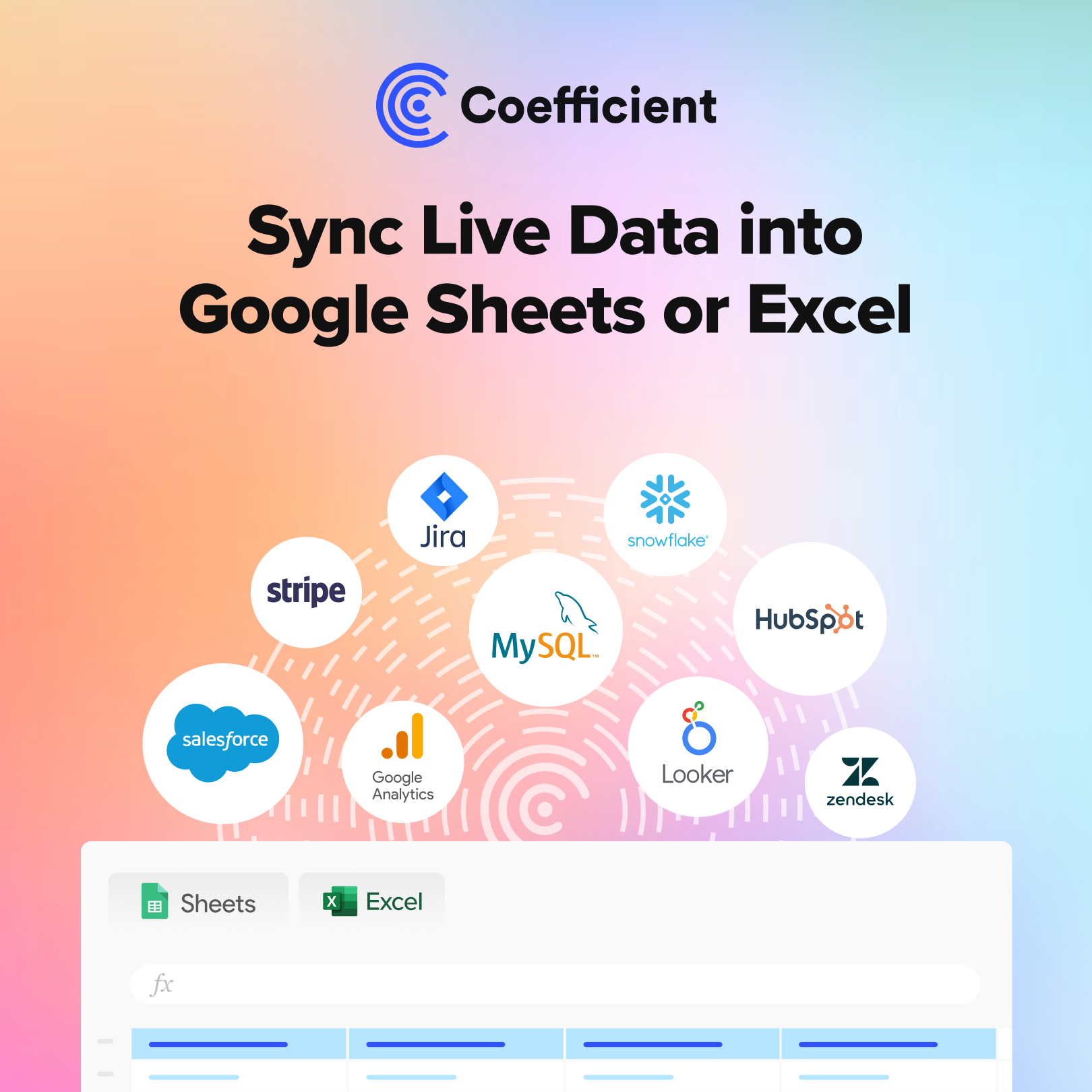 Coefficient - Google Sheets Excel Data Connector