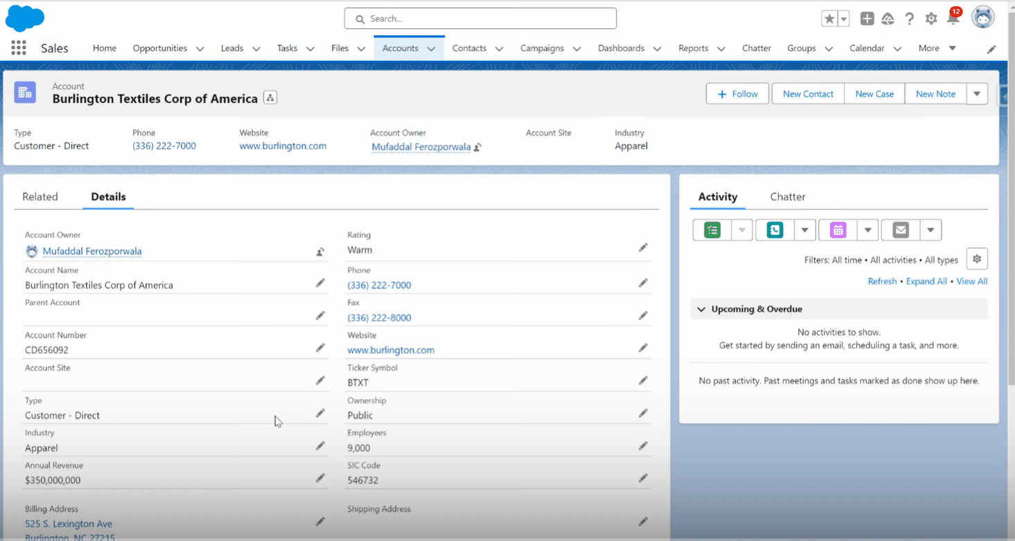 Image2aAn account record in Salesforce showing a website hyperlink field.