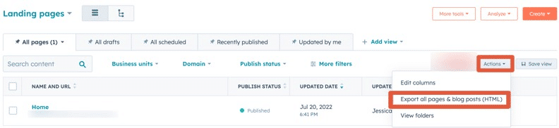 Downloading CSV file from HubSpot with selected contacts data