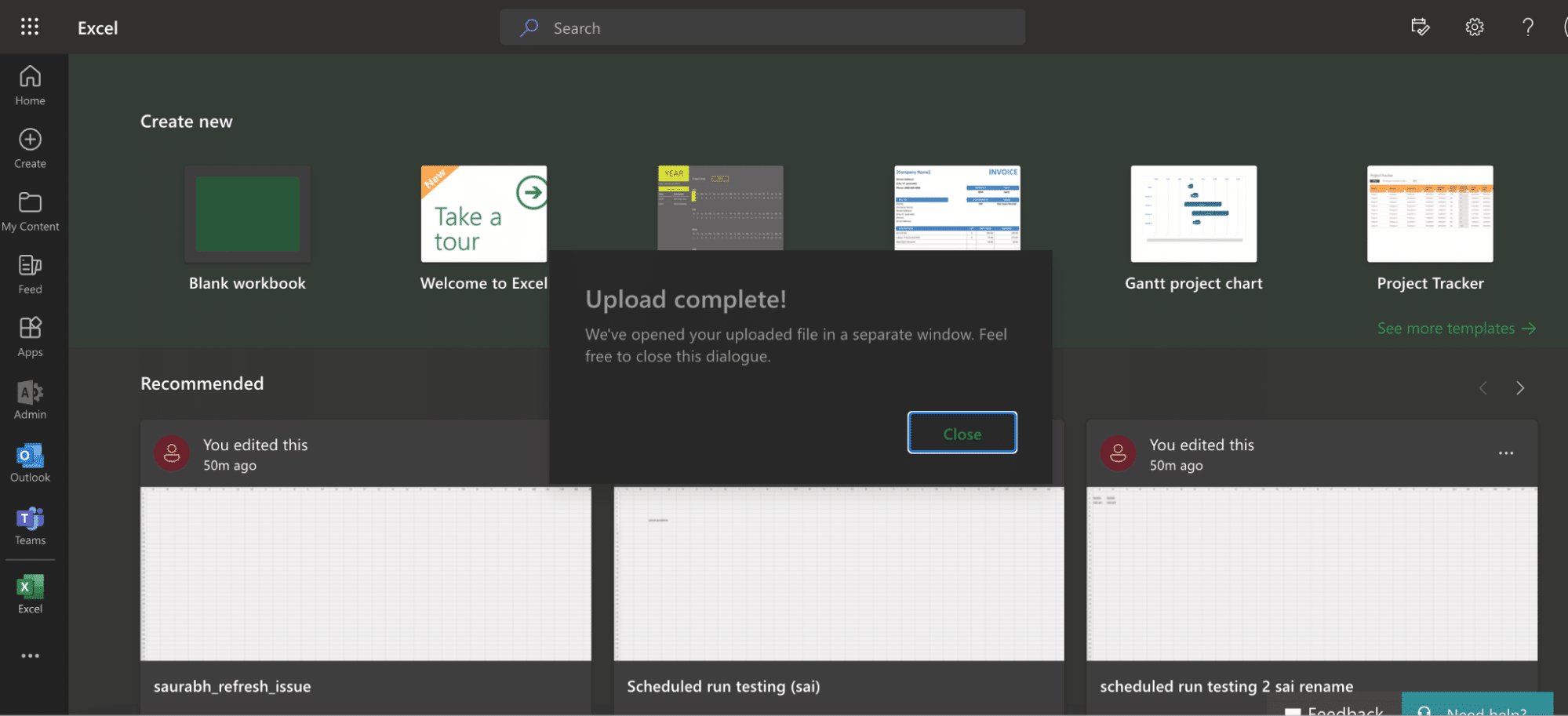 Uploading CSV Files from OneDrive to Excel