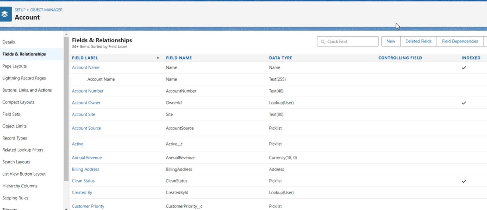Verifying the Roll-Up Summary Field in the Account Layout.