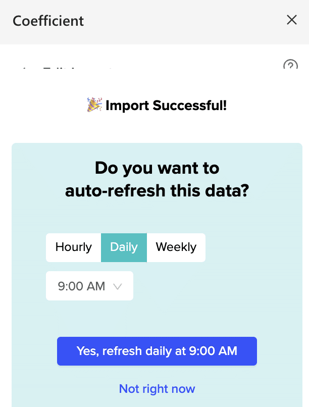 Setting up automatic data updates for syncing data between Looker and Excel.