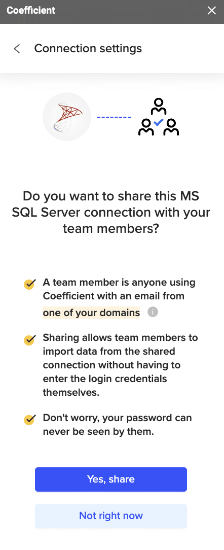 Finalizing the MS SQL Server database connection in Coefficient