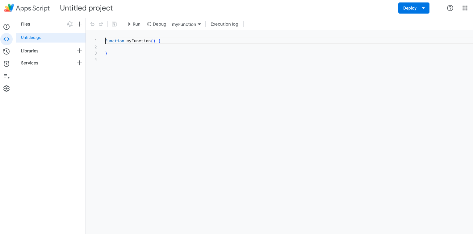 Initiating a New Project in the script editor for custom scripts