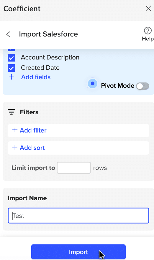 Naming the salesforce excel import