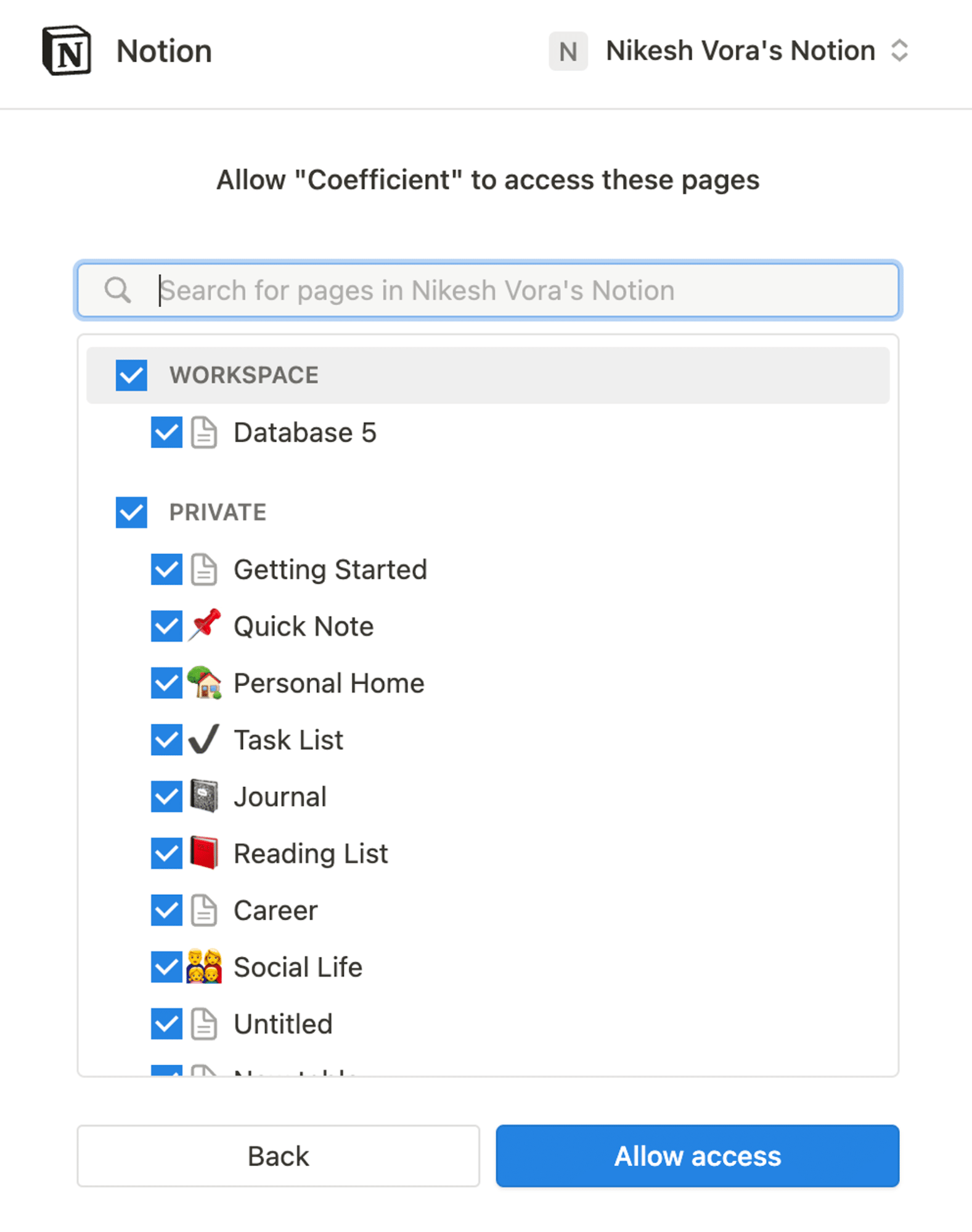 Accessing Notion from Coefficient to import data from tables and columns