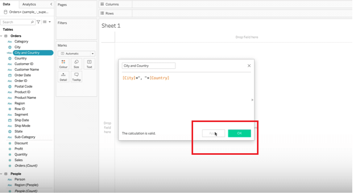 Adjusting the concatenation formula for better readability in Tableau.
