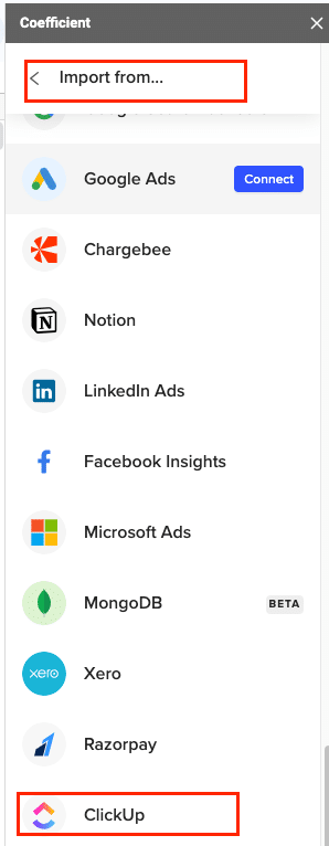 Locate Coefficient in the Google Sheets extensions menu and click the "Launch" option.