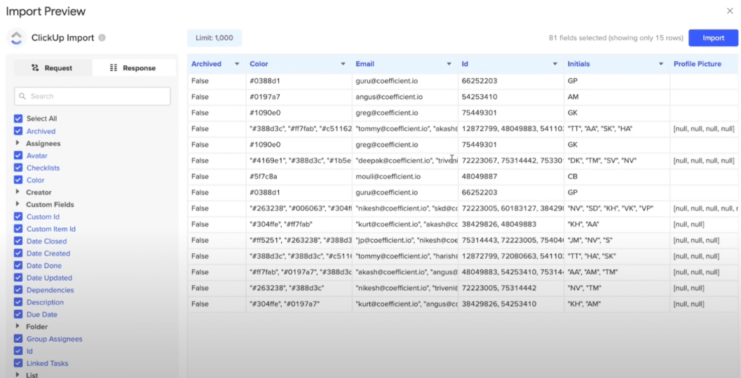 Enter the List ID parameter in Coefficient to identify the specific list from which to import data.