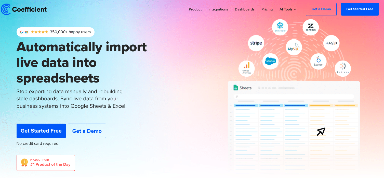 Coefficient: No-code data integration for spreadsheets