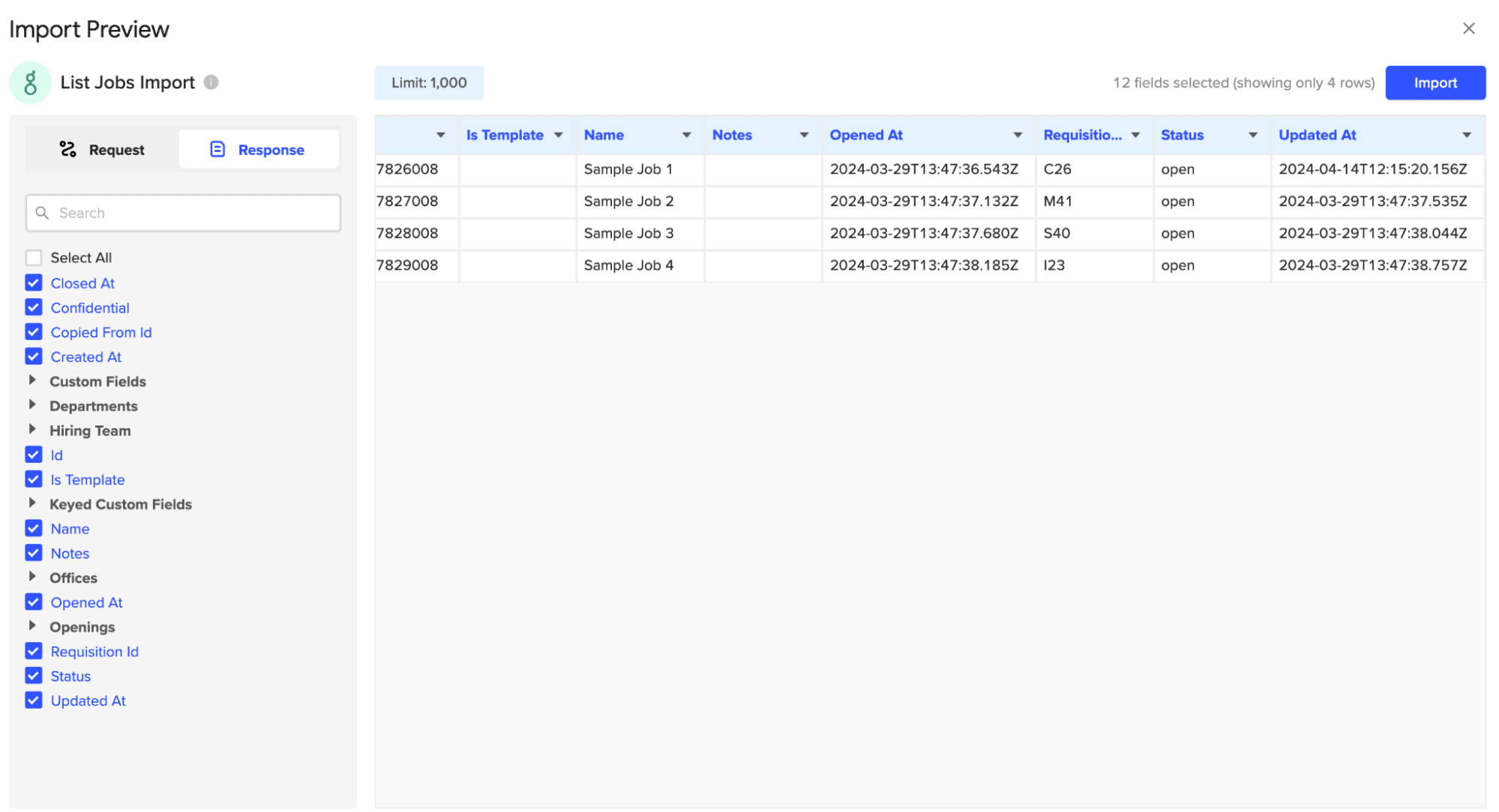 Customizing data fields and importing Greenhouse data into Excel via Coefficient.