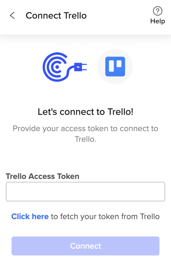 The link to fetch the Trello token in the Coefficient sidebar in Excel.