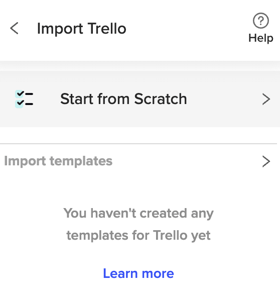 The Start from Scratch button in the Coefficient sidebar for Trello in Excel.