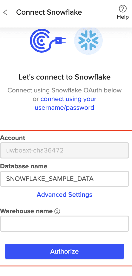 authorize snowflake excel connection