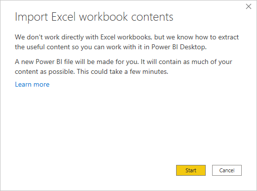 complete excel import to power bi