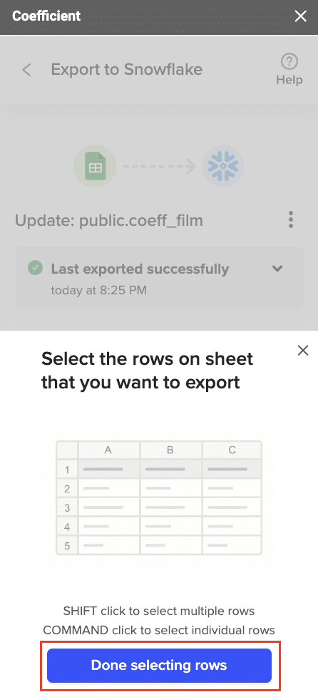 complete row selection