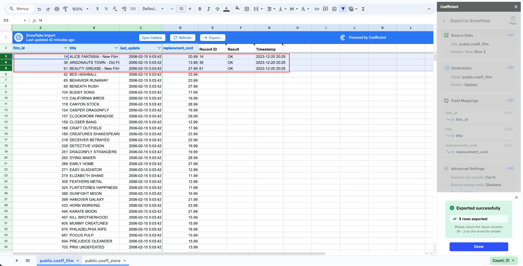 confirm migration from sql server to snowflake