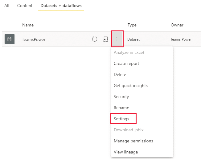 directquery oauth settings