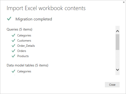 excel power bi migration confirmation